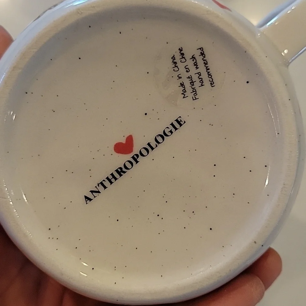 Anthropologie Heart and Crown Mugs - Red, Blue,
